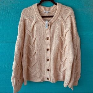 MADEWELL PLUS AVIVA CABLE KNIT NEUTRAL CARDIGAN BALLOON SLEEVES SIZE 2X NWT
